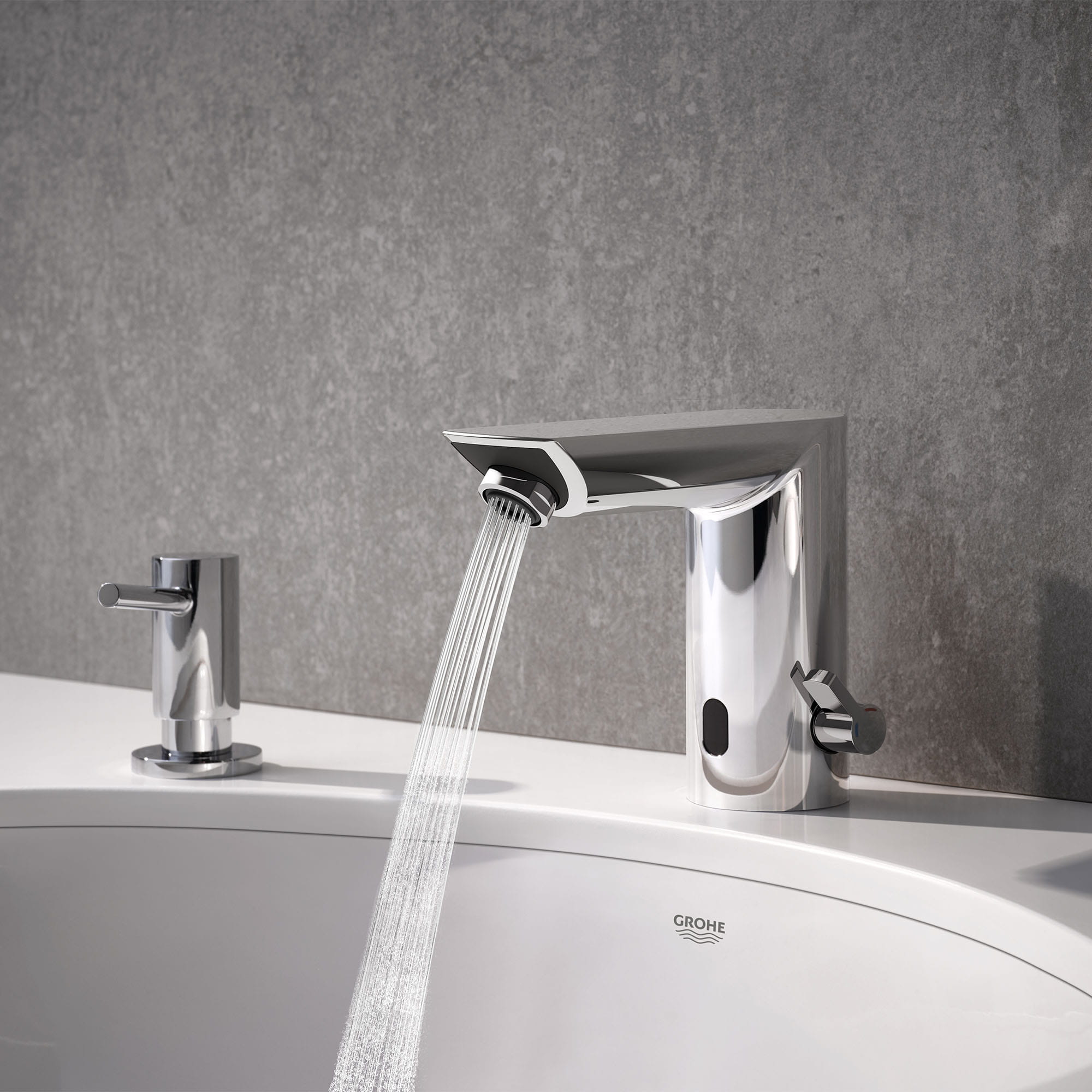 E Touchless Electronic Faucet with Temperature Control Lever 